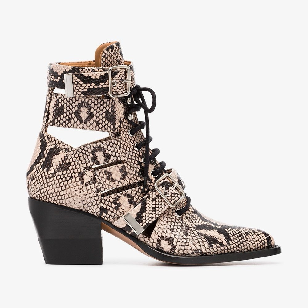 CHLOE • Rylee Python Leather Boots - Picture 4 of 16